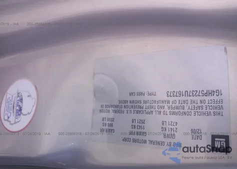 2007 Buick Lucerne из США, поврежденный, VIN IG4HP57237U167373